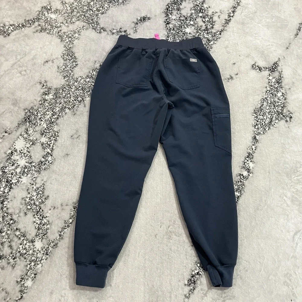 FIGS Yola High Rise Jogger Scrub Pants Gray Pink Drawstring Womens Medium